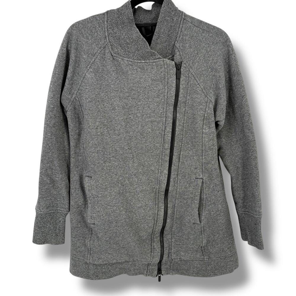 Lululemon Back To It Wrap Asymmetric Zip Moto Jacket Gray Speckled Size 8